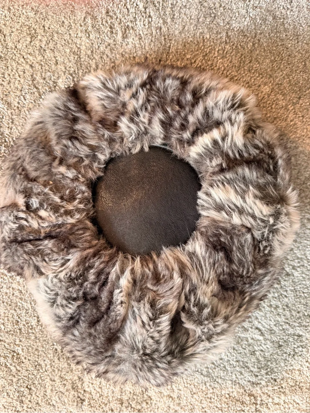 Ed Hardy Faux Fur Handbag Y2K Black Gray Pom Pom Purse